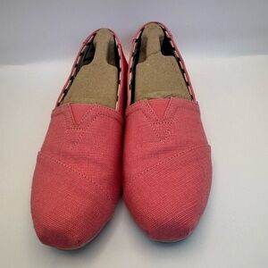TOMS Alpargata Shell Pink Heritage Canvase Size 10 Rare Color